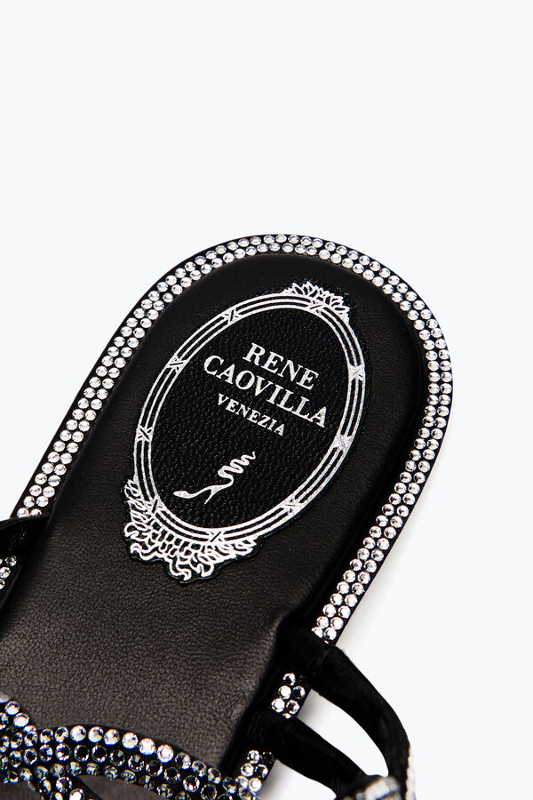 joyas de la trenza negro sandalia plana 10 rene caovilla