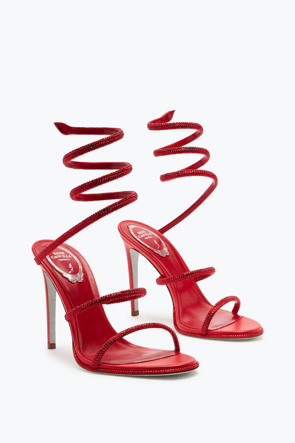 joyas cleo rojo sandalia con cristal 105 rene caovilla