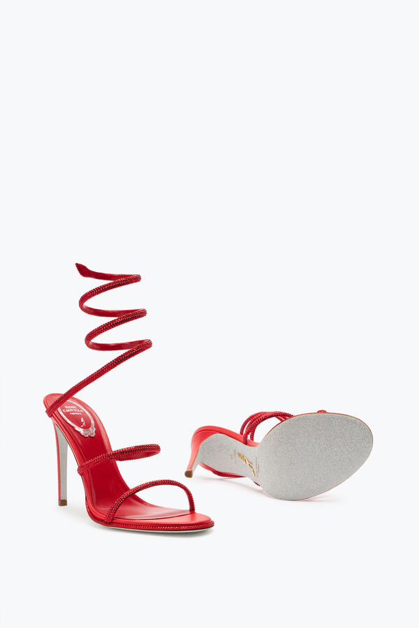 joyas cleo rojo sandalia con cristal 105 rene caovilla