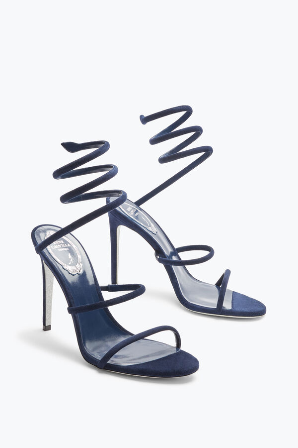joyas cleo de gamuza azul sandalia 105 rene caovilla