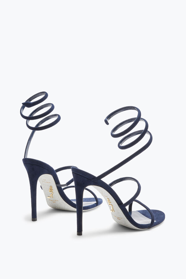 joyas cleo de gamuza azul sandalia 105 rene caovilla