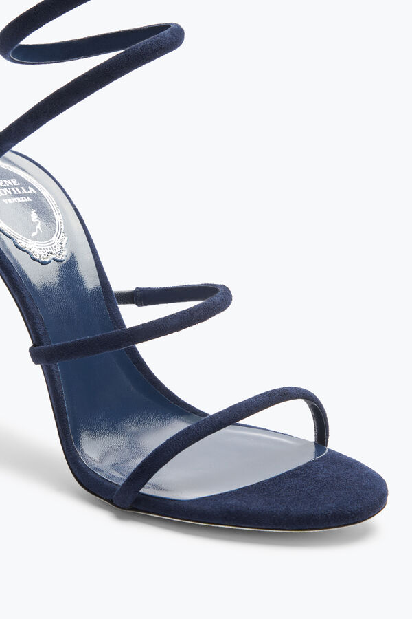 joyas cleo de gamuza azul sandalia 105 rene caovilla