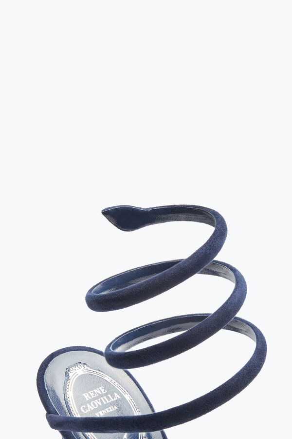 joyas cleo de gamuza azul sandalia 105 rene caovilla
