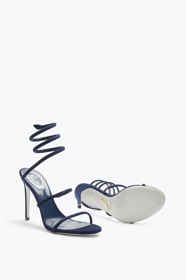 joyas cleo de gamuza azul sandalia 105 rene caovilla