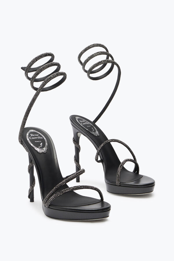 joyas margot cristal negro de la plataforma de la sandalia 120 rene caovilla