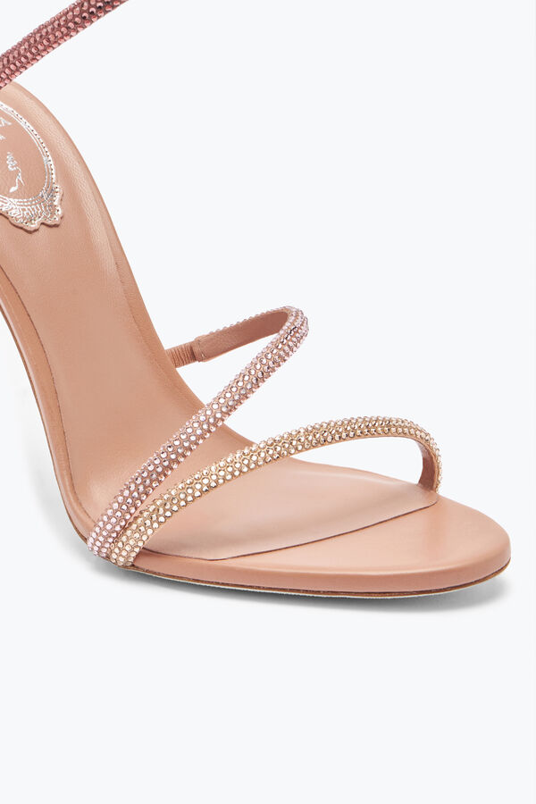 joyas margot de polvo de cristal de color rosa de la sandalia 105 rene caovilla
