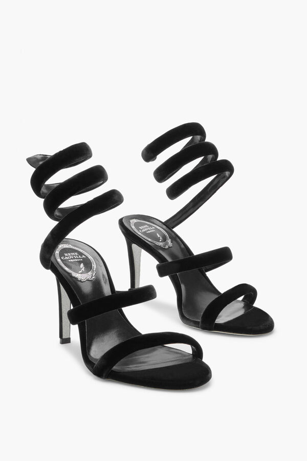 joyas cleo de terciopelo negro sandalia 80 rene caovilla