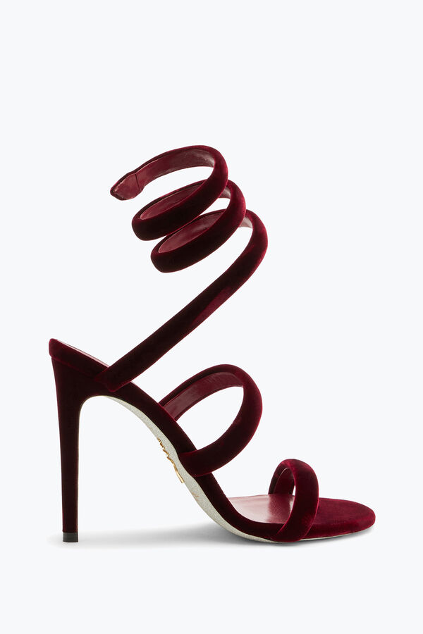 joyas cleo de terciopelo rojo rubí sandalia 105 rene caovilla