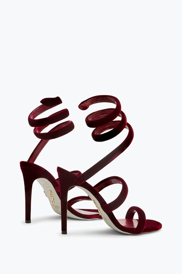 joyas cleo de terciopelo rojo rubí sandalia 105 rene caovilla