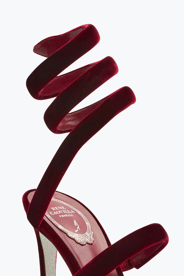 joyas cleo de terciopelo rojo rubí sandalia 105 rene caovilla