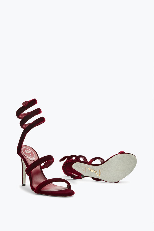 joyas cleo de terciopelo rojo rubí sandalia 105 rene caovilla