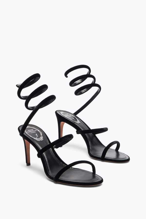 joyas cleo de terciopelo negro sandalia 80 rene caovilla