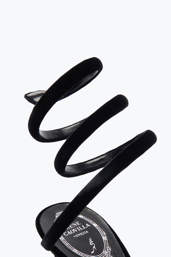 joyas cleo de terciopelo negro sandalia 80 rene caovilla
