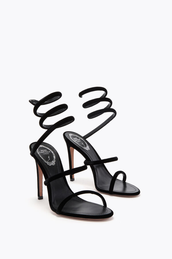 joyas cleo de terciopelo negro sandalia 105 rene caovilla