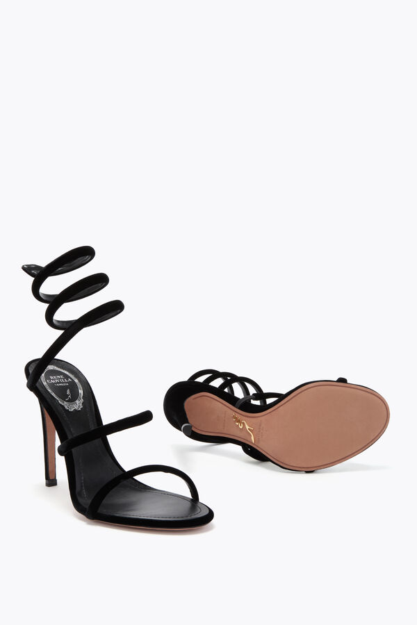 joyas cleo de terciopelo negro sandalia 105 rene caovilla
