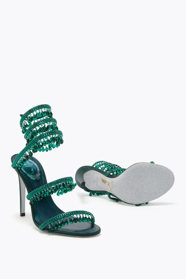 joyas lámpara de araÑa de color verde esmeralda sandalia 105 rene caovilla