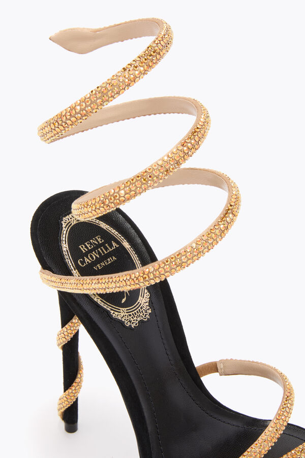 joyas margot negro y oro de la plataforma de la sandalia 130 rene caovilla