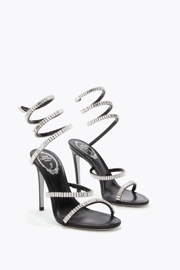 joyas cleo spark negro y plata sandalia 105 rene caovilla