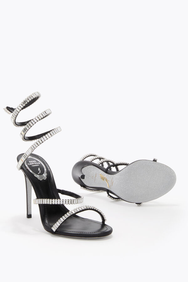 joyas cleo spark negro y plata sandalia 105 rene caovilla