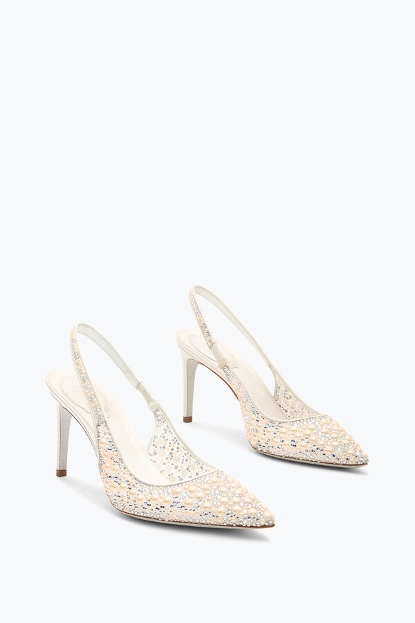 joyas de perlas blancas slingback 80 rene caovilla